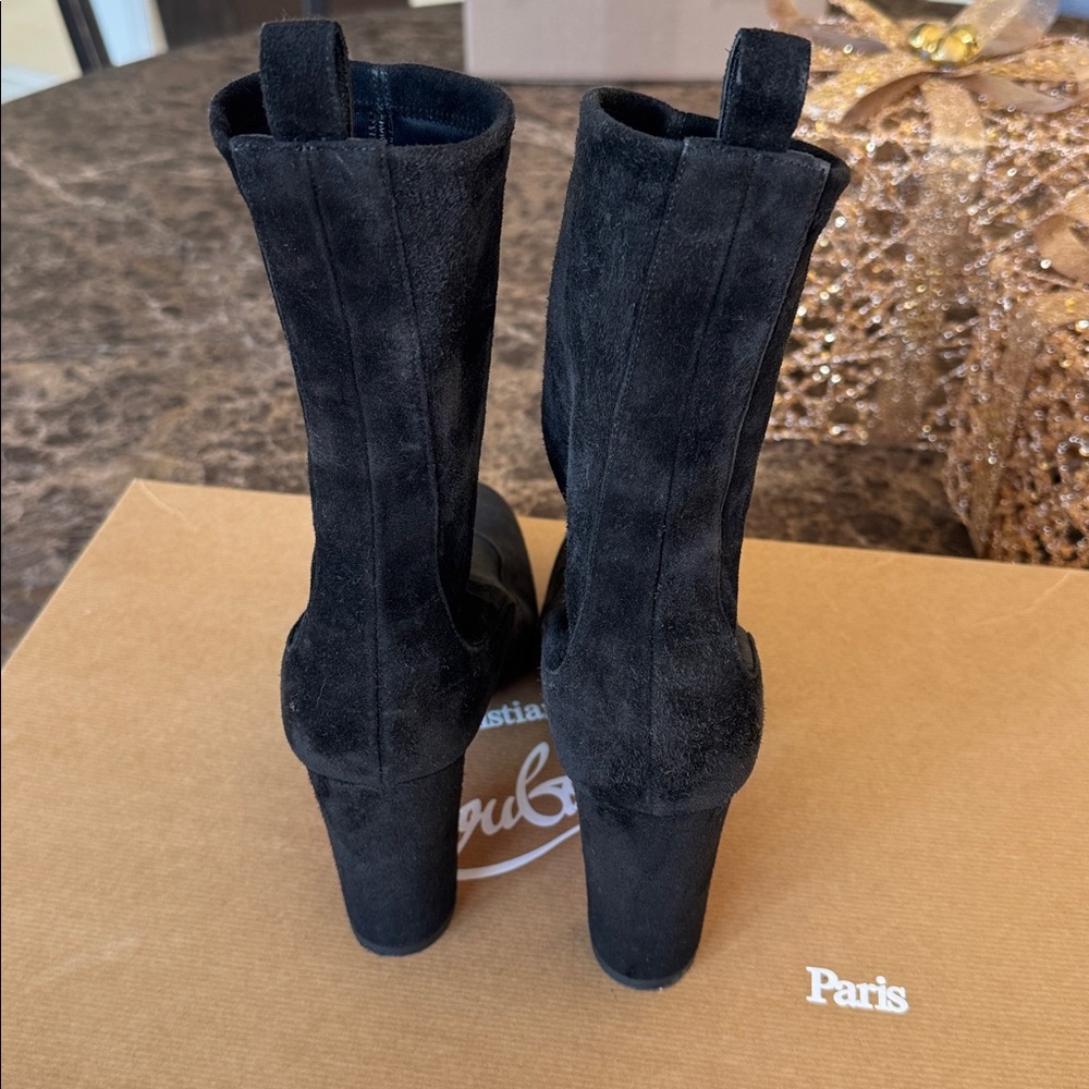 Christian Louboutin gena 85mm stretch boot bootie black suede sz 38.5 - Picture 6 of 13